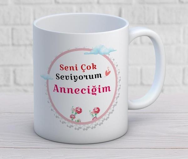 Seni Çok Seviyorum Anneciğim Baskılı Anneler Günü Hediyelik Kupa Mod4 - Image 1