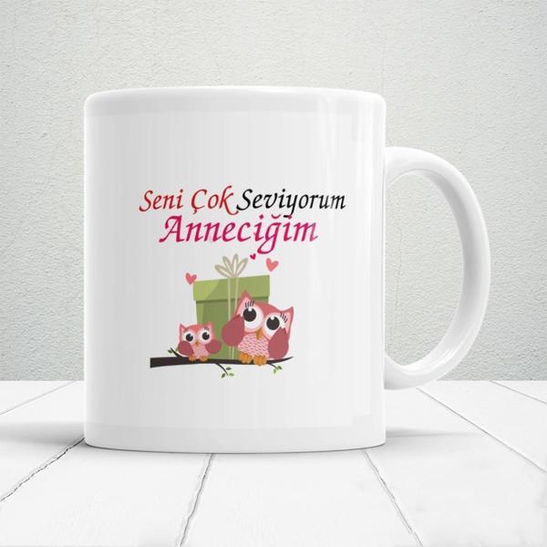 Seni Çok Seviyorum Anneciğim Baskılı Annelerin Gönlünü Fetheden Anneler Günü Hediyelik Kupa Mod1 - Image 1