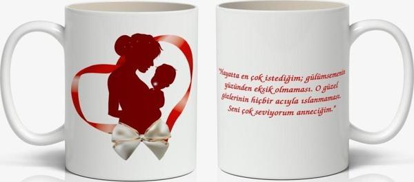 Seni Çok Seviyorum Anneciğim Yazılı 1 Adet Anneye Sevgi Dolu Bir Hatıra Anneler Günü Hediyelik Kupa - Image 1