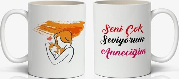 Seni Çok Seviyorum Anneciğim Yazılı 1 Adet Anneye Sevgi Dolu Bir Hatıra Anneler Günü Hediyelik Kupa Mod1 - Image 1