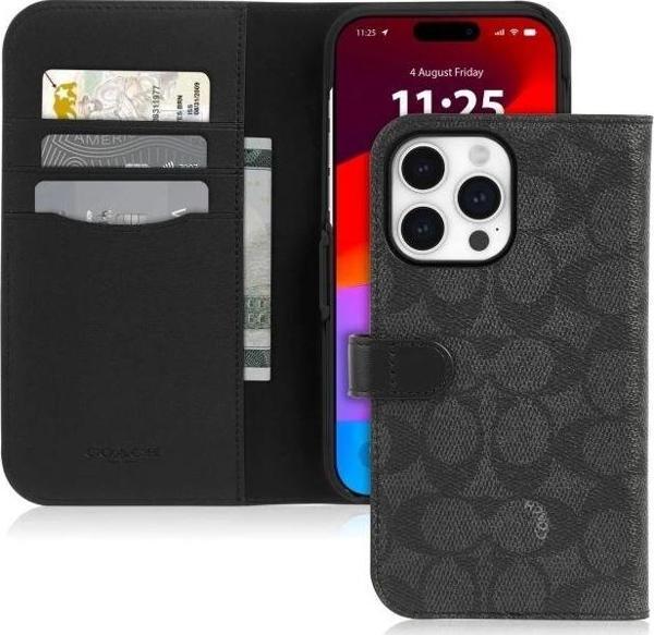 Coach İki Parçalı Çıkarılabilir Cüzdan iPhone 15 Pro Max Kılıfı Charcoal Wallet iPhone 15 Pro Max - Image 1