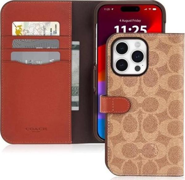 Coach İki Parçalı Çıkarılabilir Cüzdan iPhone 15 Pro Max Kılıfı Tan Wallet iPhone 15 Pro Max - Image 1
