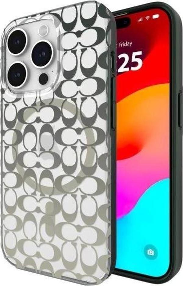 Coach Hakiki Çakıllı Deri iPhone 15 Pro Kılıfı Deep Forest iPhone 15 Pro - Image 1