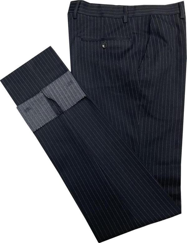 Avasar Erkek Lacivert Çizgili Regular Fit Kumaş Pantolon-7227 - Image 1