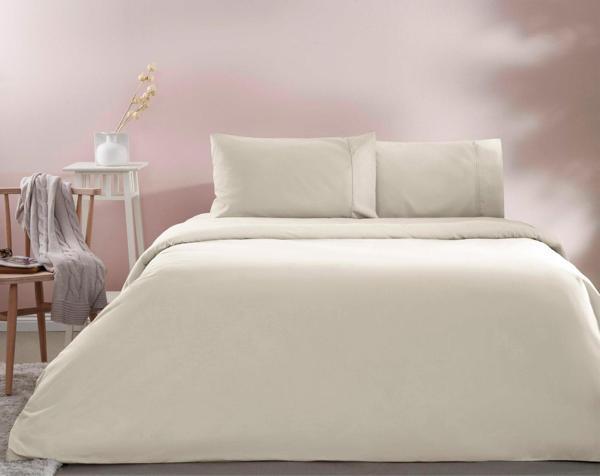 Taç Ranforce Basic Queen Size Nevresim Takımı Ekru - Image 1