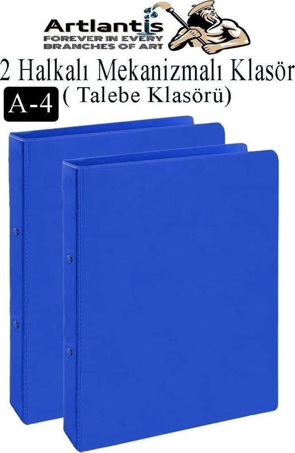 Mavi 2 Halkalı Klasör 2 Adet A4 PVC Öğrenci ve Ofis Tipi Evrak Sunum Talebe Büro Klasörü İç Cepli Otomatik Mekanizmalı - Image 1