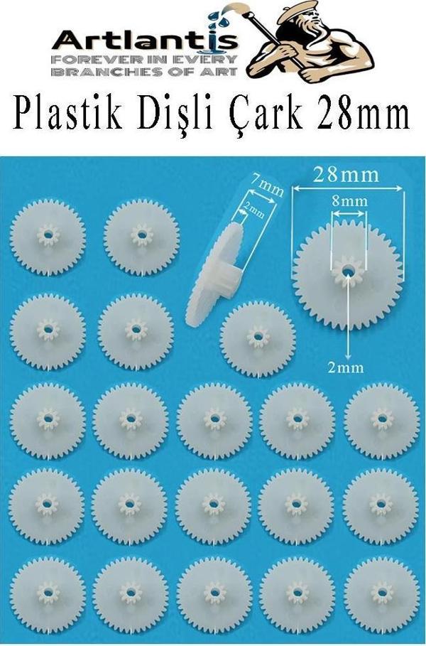 Plastik Dişli Çark 20 Adet 1 Paket Dış Çapı 28 mm İç Çapı 2 mm Okul Deney Motor Çarkı Palstik Dişliler - Image 1