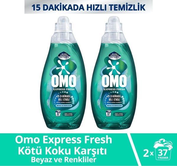 Omo Express Fresh Kötü Koku Karşıtı Beyaz Ve Renkliler Sıvı Çamaşır Deterjanı 1480 ml X2 - Image 1