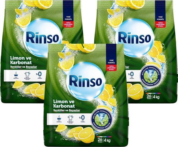 Rinso Limon ve Karbonat 4 kg Renkiler ve Beyazlar Toz Deterjan x 3 Adet - Image 1