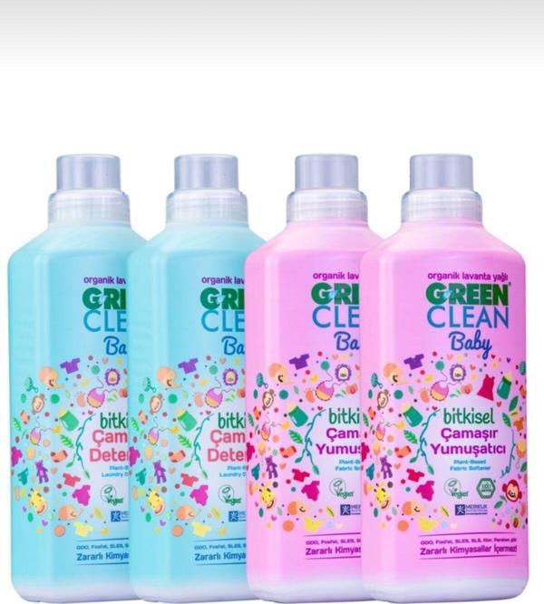 Green Clean Baby Çamaşır Deterjanı 1000 ml 2 Adet + Baby Yumuşatıcı 1000 ml 2 Adet - Image 1