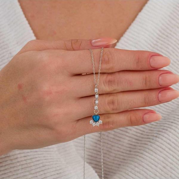 Bs Begisilver 925 Ayar Gümüş Mavi Aşk Işıltısı Kolye - Image 1