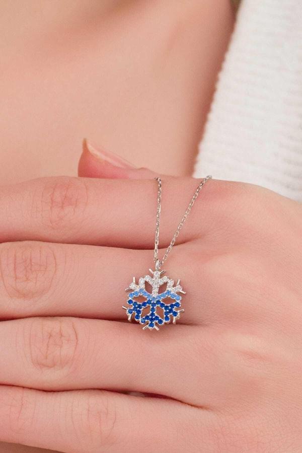 Bs Begisilver 925 Ayar Gümüş Taşlı Kar Tanesi Kadın Kolye - Image 1