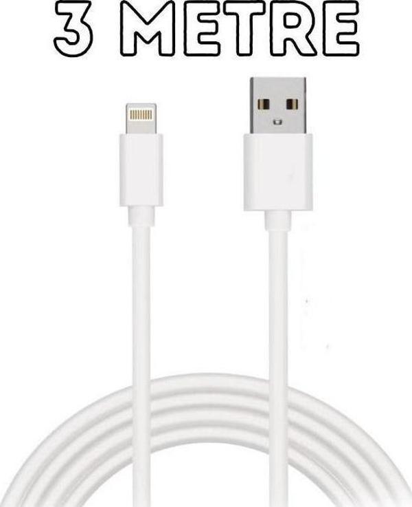 2.4A 3 Metre Hızlı Şarj Destekli Lightning To Usb Şarz Kablosu İphone 7 8 X 11 12 13 Uyumlu - Image 1