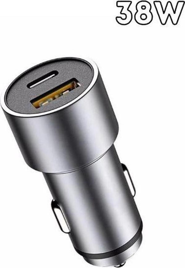Type-C + Usb Araç Çakmaklık 38W PD Hızlı Şarj Soketi Araba Şarz Aksesuarı - Image 1