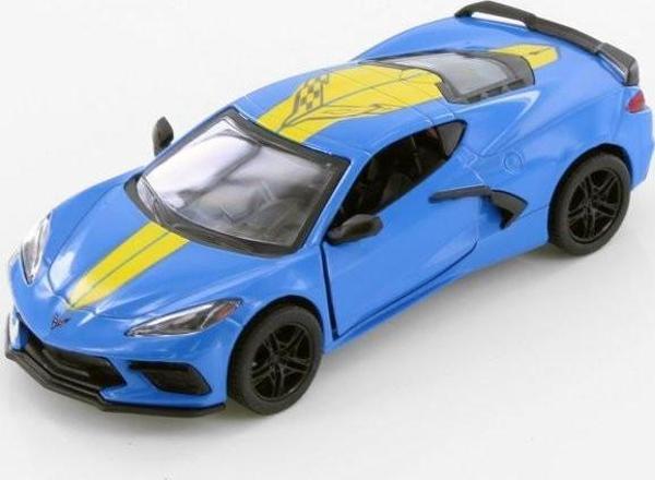 Kinsmart 2021 Chevrolet Corvette Stingray C8 Livery Edition Diecast Car Set Mavi - Image 1