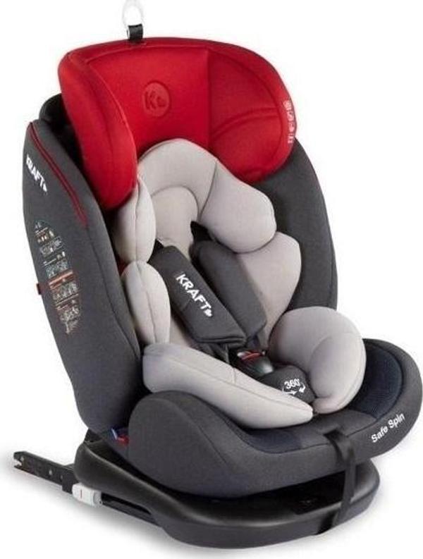 Kraft Safe Spin 0-36 kg 360 ° Dönebilen İsofix'li Oto Koltuğu-Kırmızı - Image 1