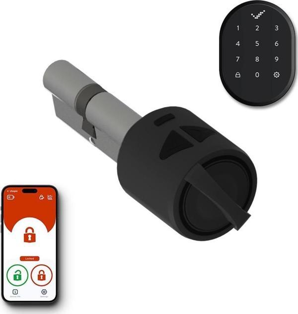 Desi Utopic R Siyah Akıllı Kilit Telefondan Kontrol & Kablosuz Tuş Takımlı Set - Image 1