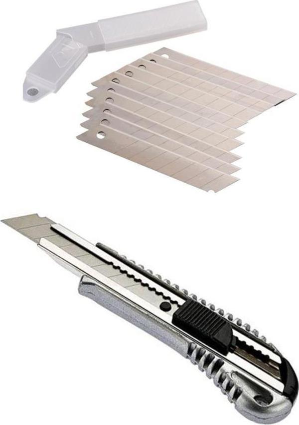 Metal Maket Bıçağı + 10 lu Maket Bıçağı Yedek Ucu Seti - Image 1