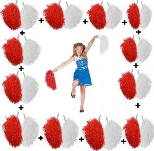 12 Çift Kırmızı-Beyaz Ponpon ( 24 Adet ) - Image 1
