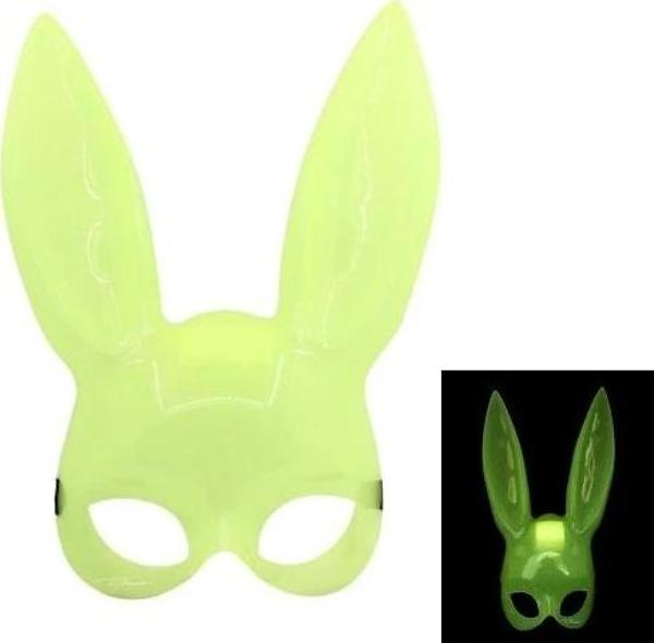 Karanlıkta Yanan Glow Floresan Tavşan Maskesi - Image 1