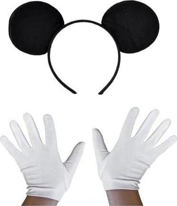 Siyah Mickey Mouse Tacı ve Beyaz Eldiven Seti - Image 1