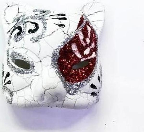 Kırmızı İşlemeli Seramik Venedik Kedi Magnet - Image 1