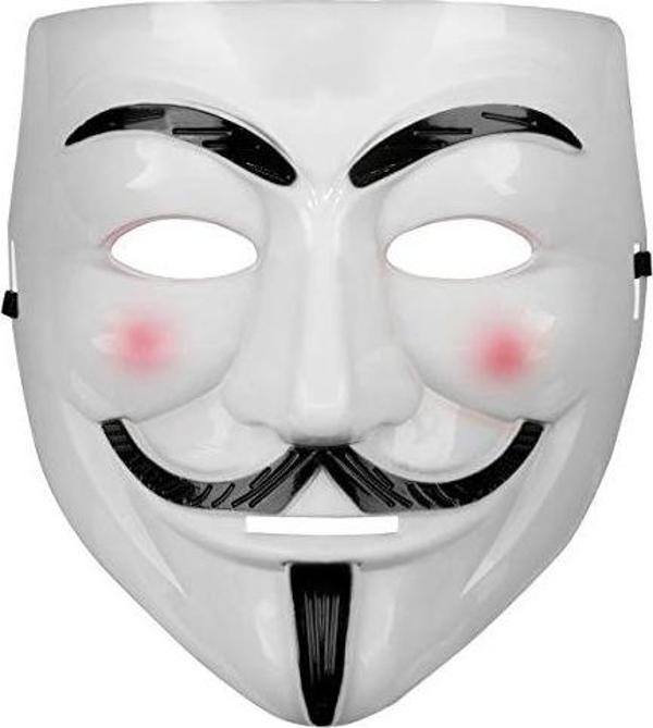 Beyaz Pembe Yanaklı V For Vendetta Maskesi - Image 1