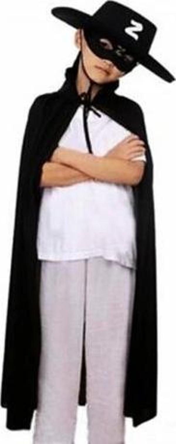 Çocuk Boy Zorro Pelerin + Şapka + Maske Kostüm Seti - Image 1