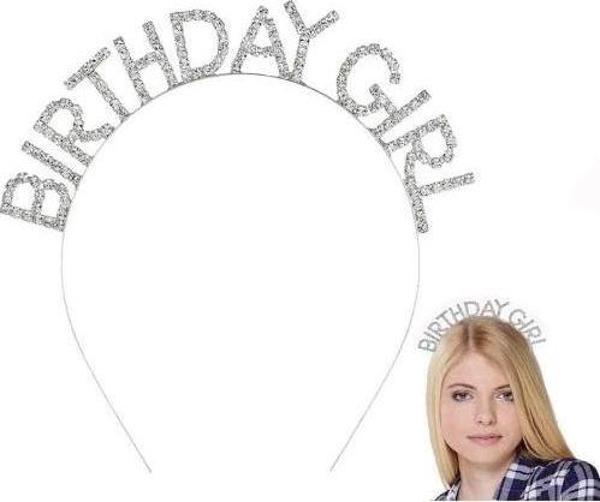 Gümüş Kristal Taşlı Birthday Girl Tacı - Image 1