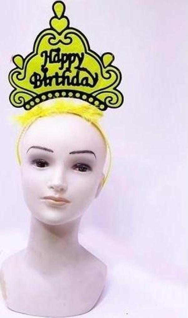 Happy Birthday Neon Sarı Taç - Image 1