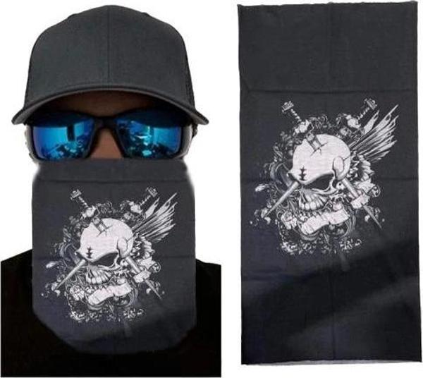 Siyah Beyaz Kafatası Baskılı Buff Bandana 25x48 cm - Image 1