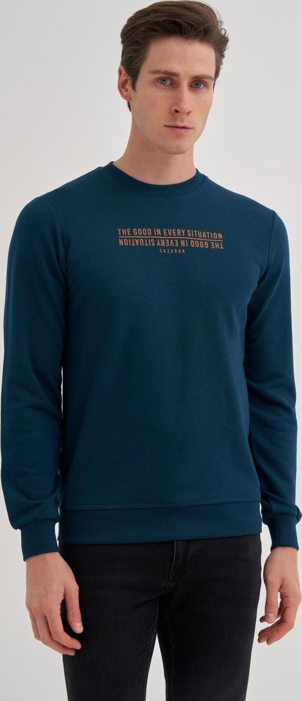 Cazador Erkek 3 İplik Şardonsuz Sweatshirt 5221 Petrol  - Image 1