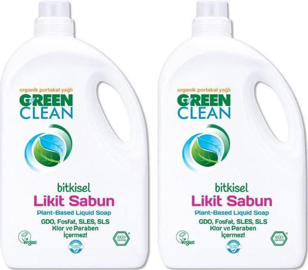 Green Clean Organik Portakal Yağlı Bitkisel Likit El Sabunu 2,75 lt 2'li - Image 1