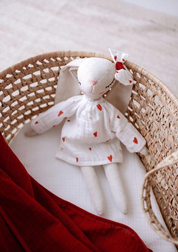 Tba Collection Kız Tavşan Müslin Uyku Arkadaşı | Red Hearts - Image 1