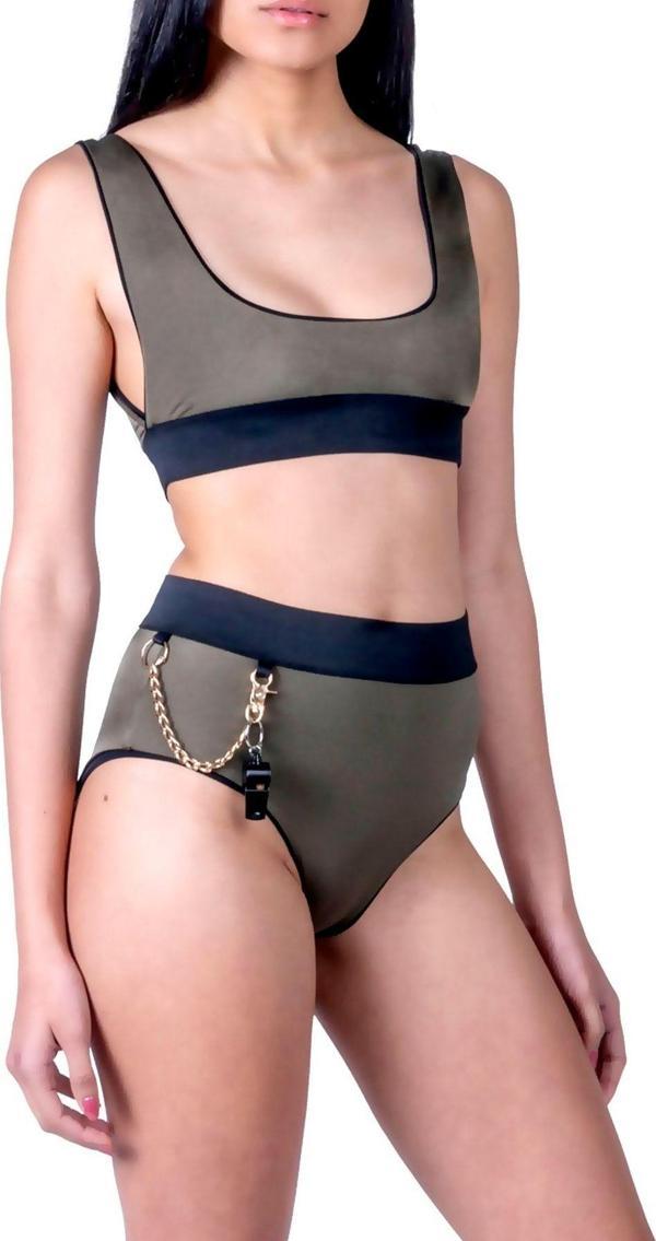 Just Whistle For Me Bikini Takımı - U Yaka Haki Yüksek Bel - Image 1