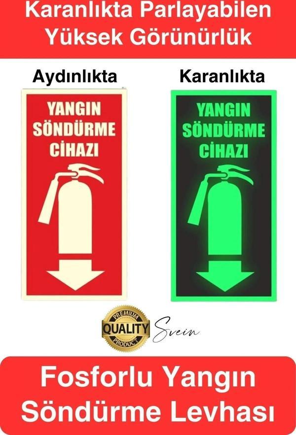 Fosforlu Karanlıkta Parlayan Yangın Söndürücü İşaret Uyarı İkaz Levhası Güvenlik Otopark Mağaza Depo - Image 1