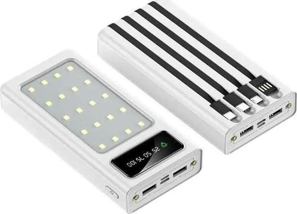  20.000 Mah Şarj Göstergeli Dahili Çoklu Kablolu Powerbank  acil durum ışık modu  ve fenerli - Image 1