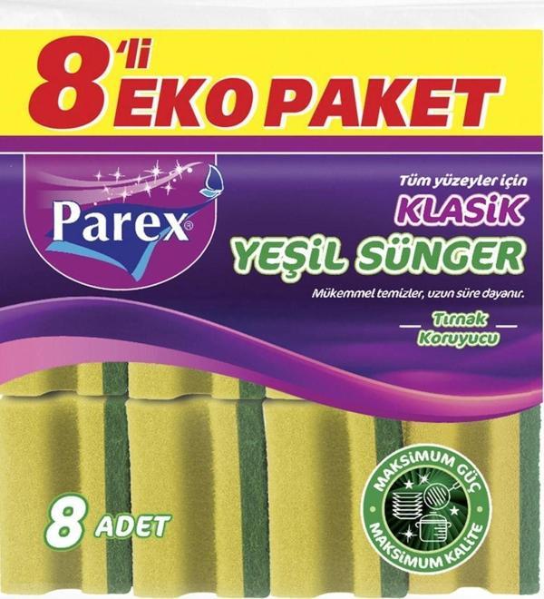 Parex Klasik Yeşil Oluklu Sünger 8'Li - Image 1