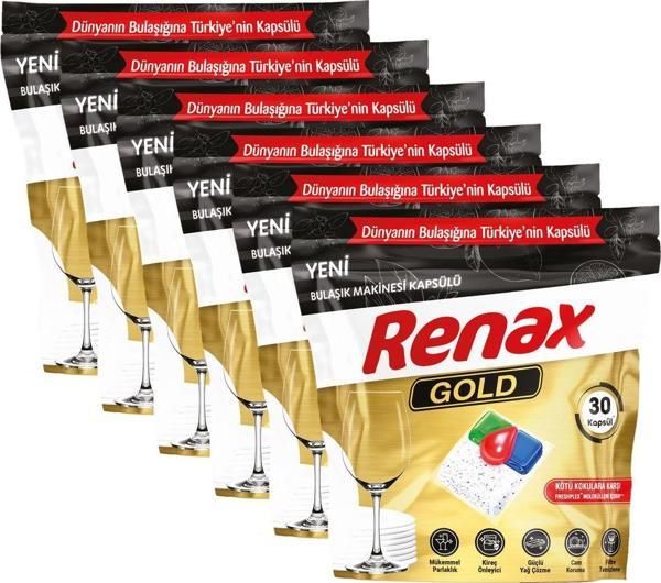 Renax Gold Bulaşık Makinesi Kapsülü Hepsi Bir Arada 30 Lu X 6 Adet - Image 1