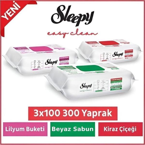 Sleepy Easy Clean Lilyum Buketi + Beyaz Sabun + Kiraz Çiçeği 3X100 (300 Yaprak) - Image 1