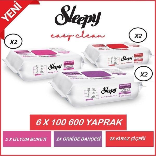 Sleepy Easy Clean Lilyum Buketi + Orkide Bahçesi + Kiraz Çiçeği 6X100 (600 Yaprak) - Image 1