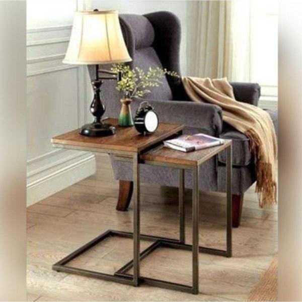 Doffo Style 2'Li Masif Panel Doğal Ahşap Zigon Sehpa - Image 1