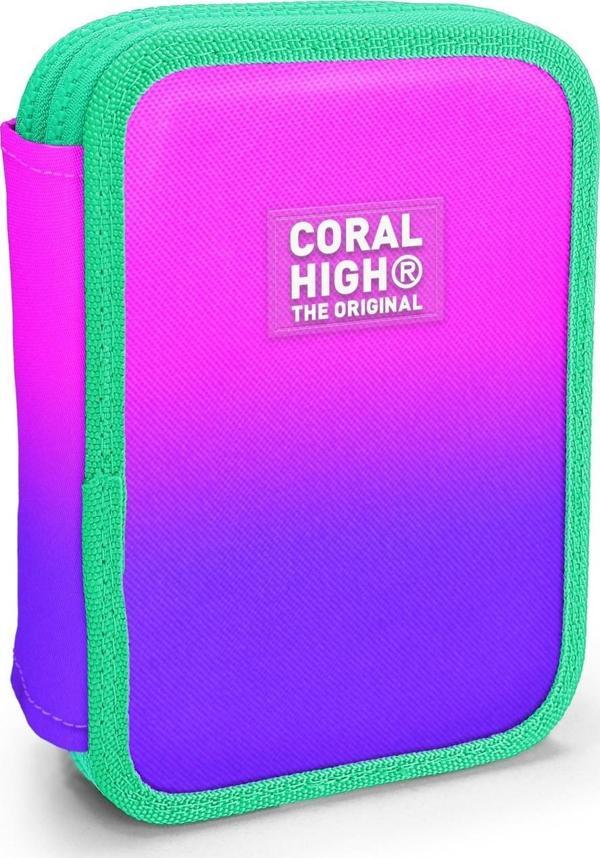 Coral High Kids Pembe Mor Renk Geçişli Çift Katlı Kalem Çanta 11137 - Image 1