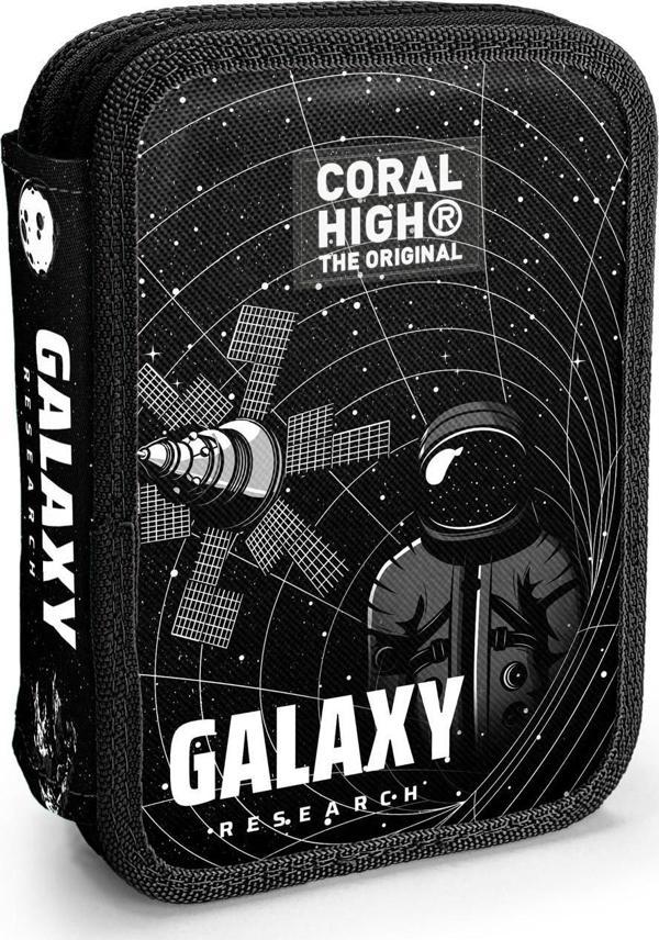 Coral High Kids Siyah Galaxy Desenli Çift Katlı Kalem Çanta 11148 - Image 1
