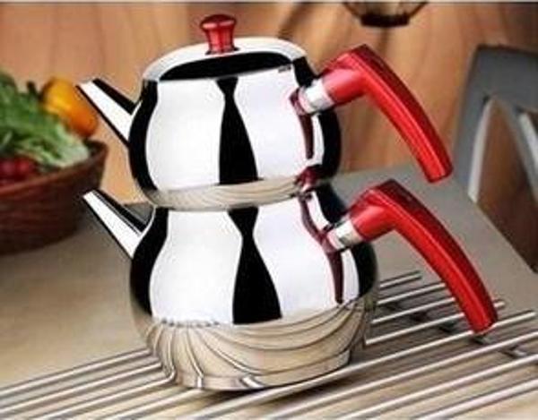 Bykardelen Orta Küre Çelik Kendinden Süzgeçli Çaydanlık Kırmızı - Image 1