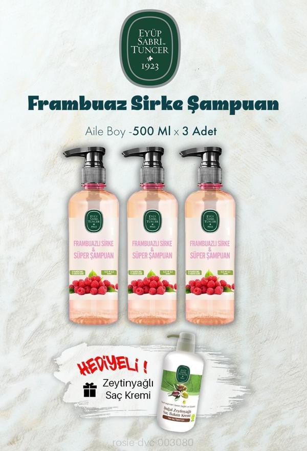 Frambuaz Sirke Şampuan 500 ML X 3 ve Saç Kremi Hediyeli - Image 1