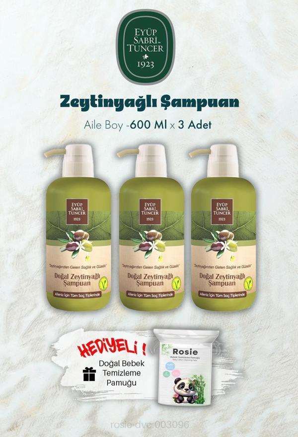 Eyüp Sabri Tuncer 600 ML Zeytinyağlı Şampuan X 3 ve ROSIE Hediyeli - Image 1