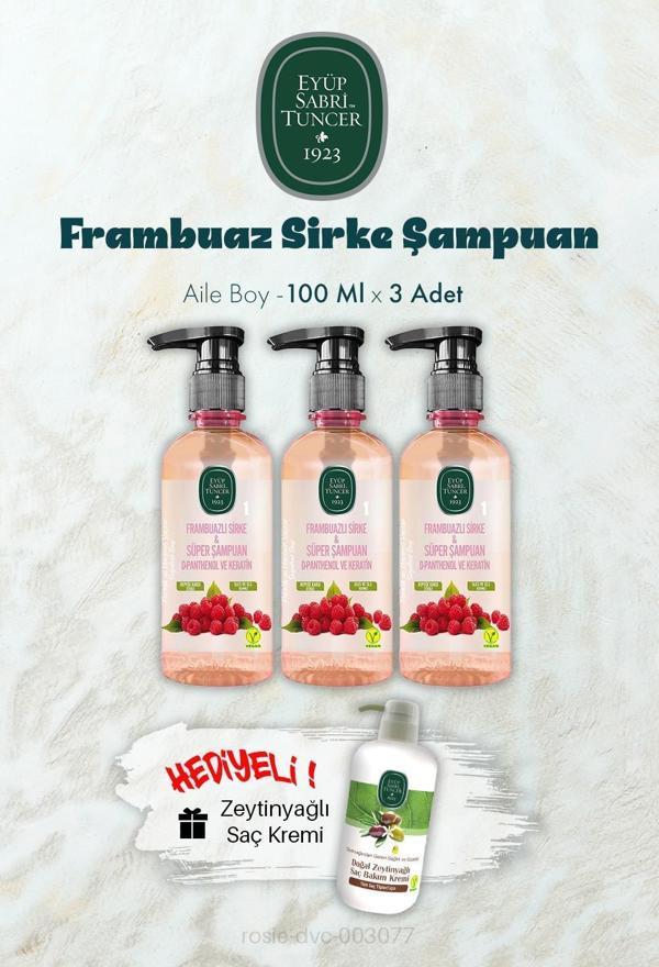 Frambuaz Sirke Şampuan 100 ML X 3 ve Saç Kremi Hediyeli - Image 1