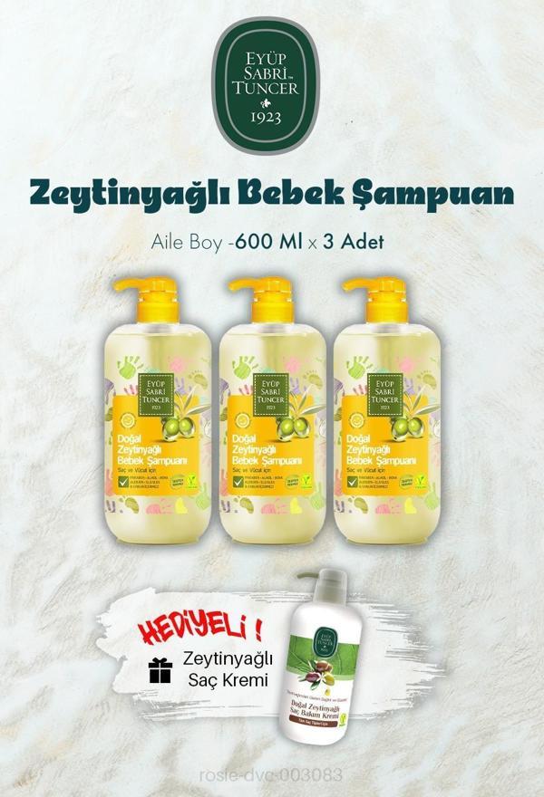 Zeytinyağlı Bebek Şampuan 600 ML X 3 ve Saç Kremi Hediyeli - Image 1