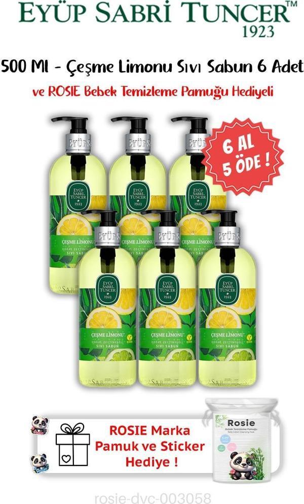 Çeşme Limonu 500 ML 6 AL 5 ÖDE  Sıvı Sabun ve ROSIE Hediyeli - Image 1